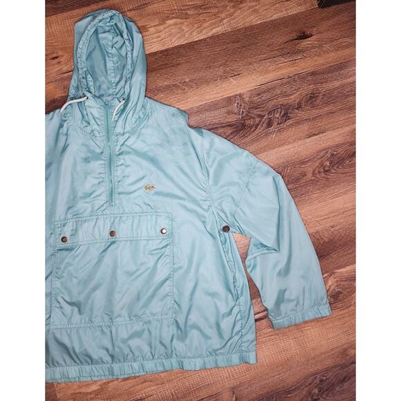 Vintage Lacoste Pullover Windbreaker Jacket Teal Green Half-Zip Hooded Men’s L - Picture 8 of 15
